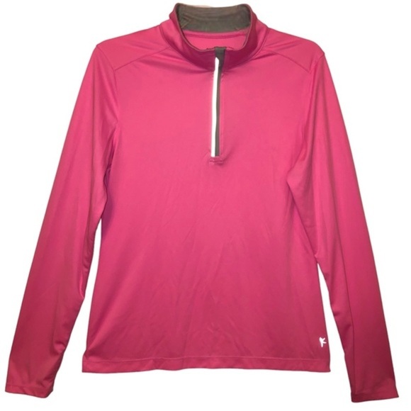 Danskin Tops - Danskin Pink and Grey Reflective Logo 3/4 Zip Pullover Long Sleeve Size Large